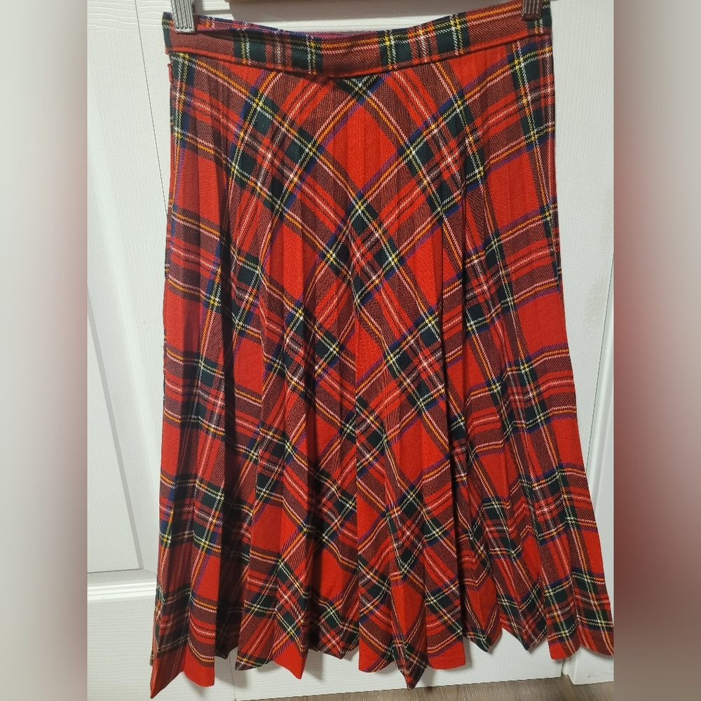 ROYAL Stewart TARTAN vintage ST MICHEALS pleated Wollen Skirt - Picture 4 of 6